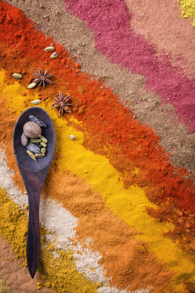Traditional Indian and Persian spices as close-up